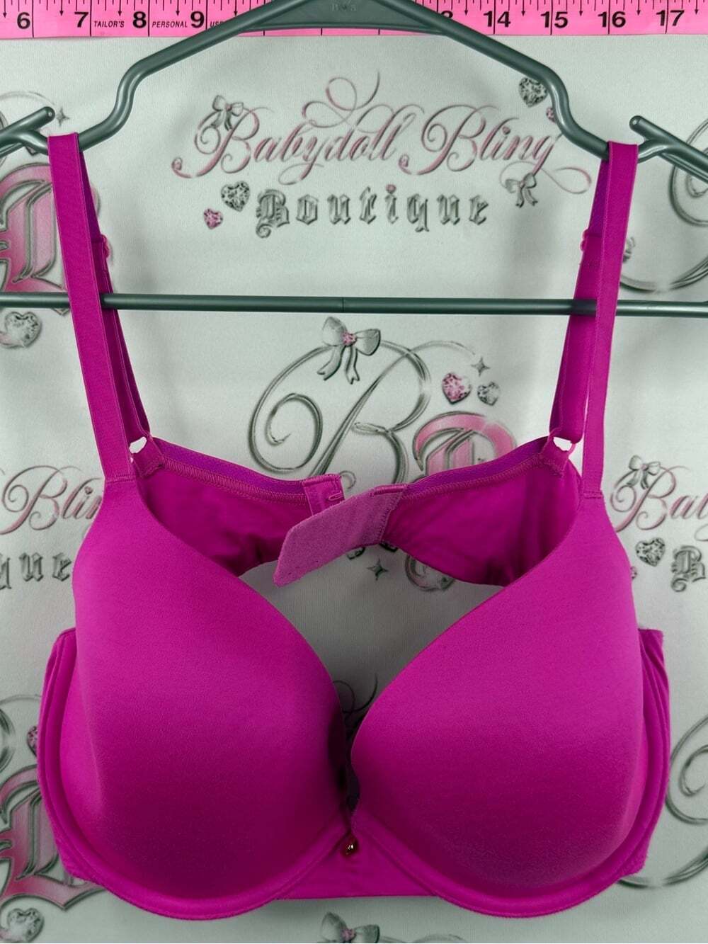Victoria's Secret lined Demi 36C Hot Pink with charm Bra